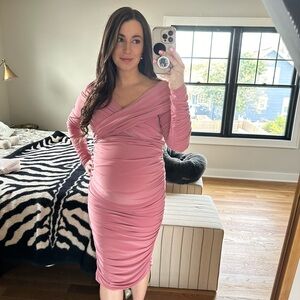CLUB L LONDON MATERNITY SHOWER DRESS PINK